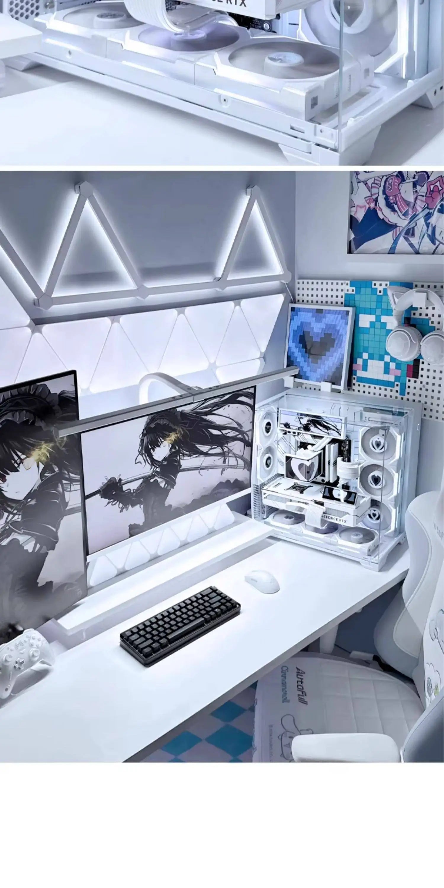 Pure white high-end sea view room computer host 9800X3D 5080 appearance desktop