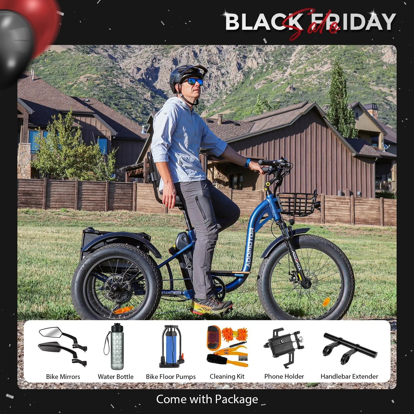 Electric Trike 750W 20AH 85 MI M-340 Step-Thru ADDMOTOR 3 Wheel E-bike for Adult