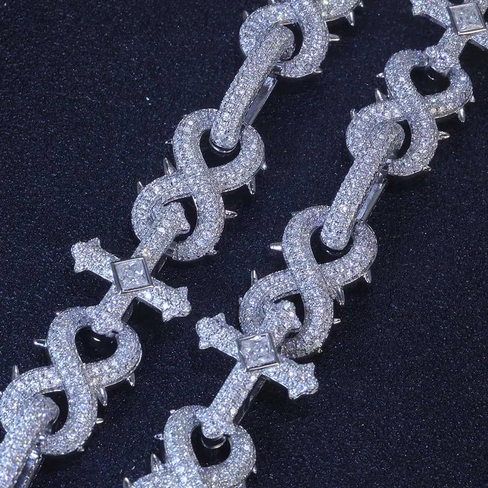 Wholesale Fine Jewelry Cross Moissanite Necklace 925 Sterling Silver Vvs Diamond Iced Out Moissanite Chain Men