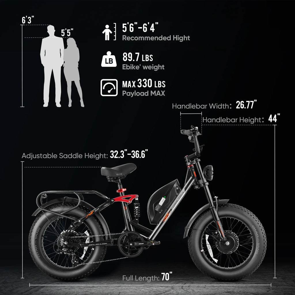 Electric bicycle 1000W motor 48V 20AH lithium battery Electric bike 20 inch tire full suspension system Urban commuting e-bike