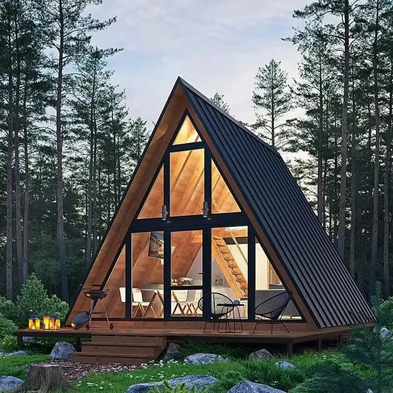 High Quality Eco Friendly Triangle Villa Prefab Modular House for Hotel Living Room Vacation Use