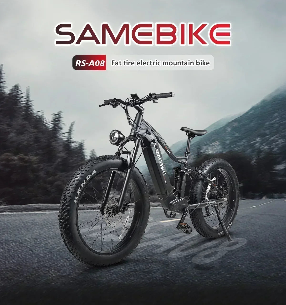 SAMEBIKE RS-A08 Electric Bike 1000W Motor 48V 17Ah Battery Hydraulic brake 26*4.0Inch Fat Tires Electric Bicycle Mountain E-bike