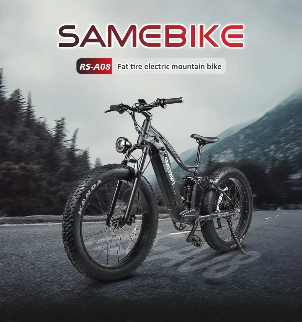 SAMEBIKE RS-A08 Electric Bike 1000W Motor 48V 17Ah Battery Hydraulic brake 26*4.0Inch Fat Tires Electric Bicycle Mountain E-bike