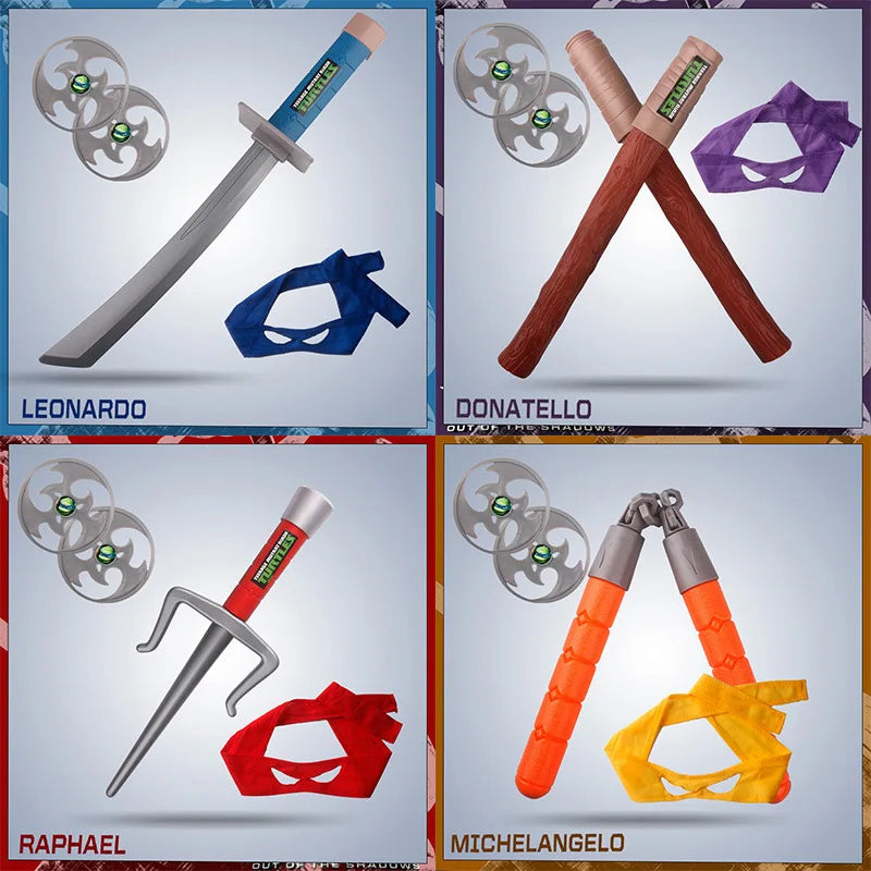 Teenage Ninja Turtles Eye Mask Nunchaku Darts Knife And Knife Can Wear Anime Dress Up Children's Performance Weapons Props