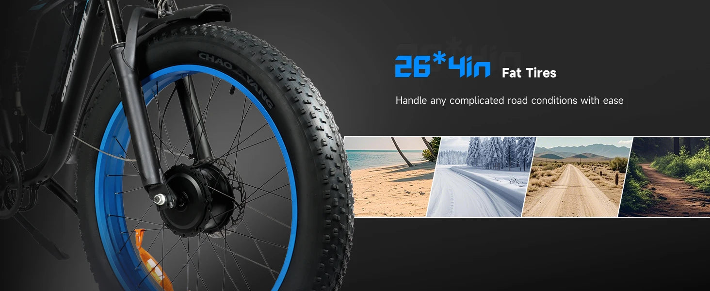 BAOLUJIE 2603 Electric Bike for Adults，52V 32AH Electric Bicycle，Peak 5000W Mountain E-bikes，21-speed Dual Motors Moped Ebike