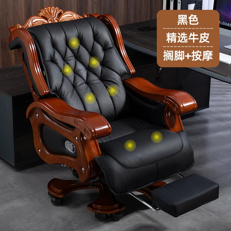 Leather Wheels Office Chair Armrest Ottoman Massage Executive Swivel Chair Comfortable Designer Silla De Escritorio Furniture
