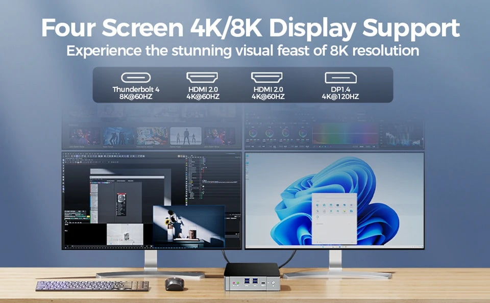 13Th Gen Mini Gaming PC Windows 11 Intel Core i9 13900H DDR5 PCIE4.0 Gamer Office Desktop Mini Computer Quad 4K Displays Wifi6