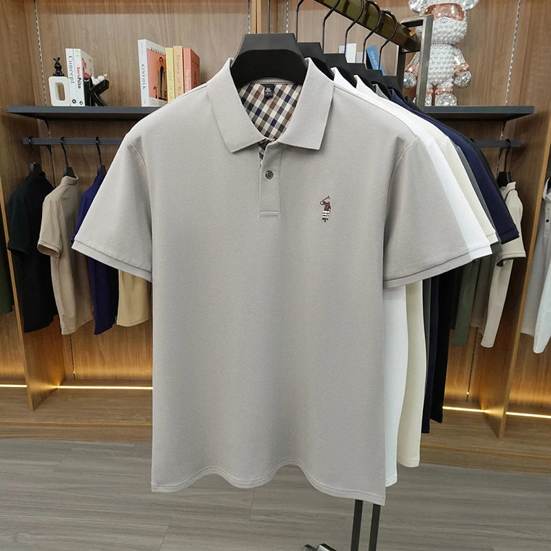 Designer luxury brand short sleeve polo shirt men summer trend striped hot selling Paul embroidery business casual golf T-shirt