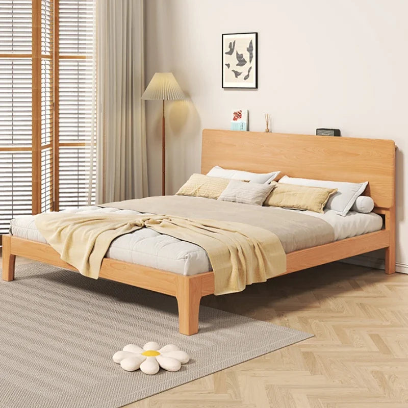 Elegant Storage Double Bed Frame Wood Platform Modern Twin Queen Bed Frame Full Size Nightstands Cama Moderno Lujo Furniture