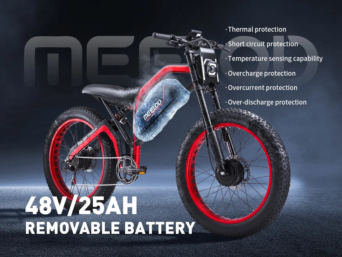 MEELOD XT600DL  Adult E-bike 26-inch Fat Tire E-Mountain bike 1000W*2 motor  52V25Ah battery commute Electric Bike