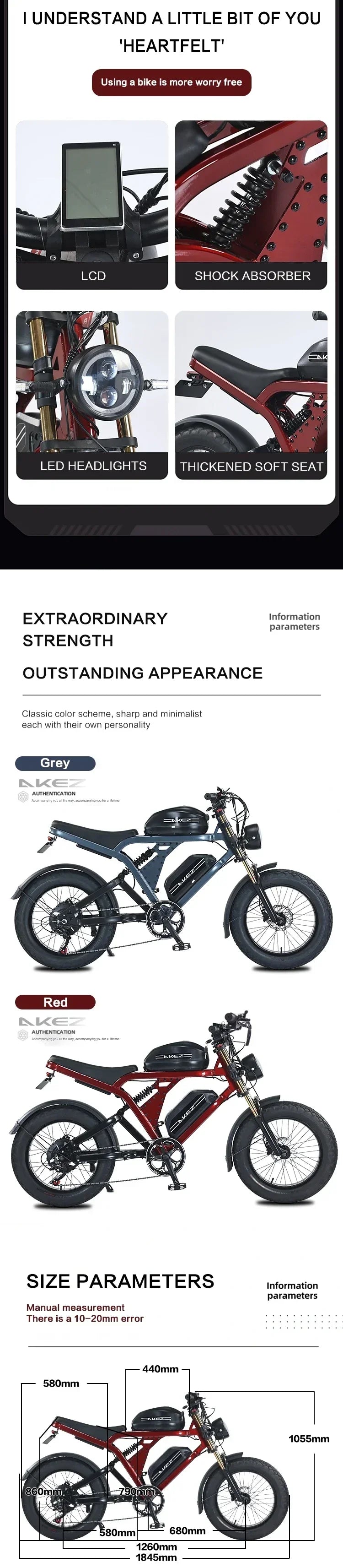 Electric bike 1500W motor 52V 55Ah Battery Electric bicycle Long Range 20 inch tire 55km/h mountain off-Road riding Adult E-bike