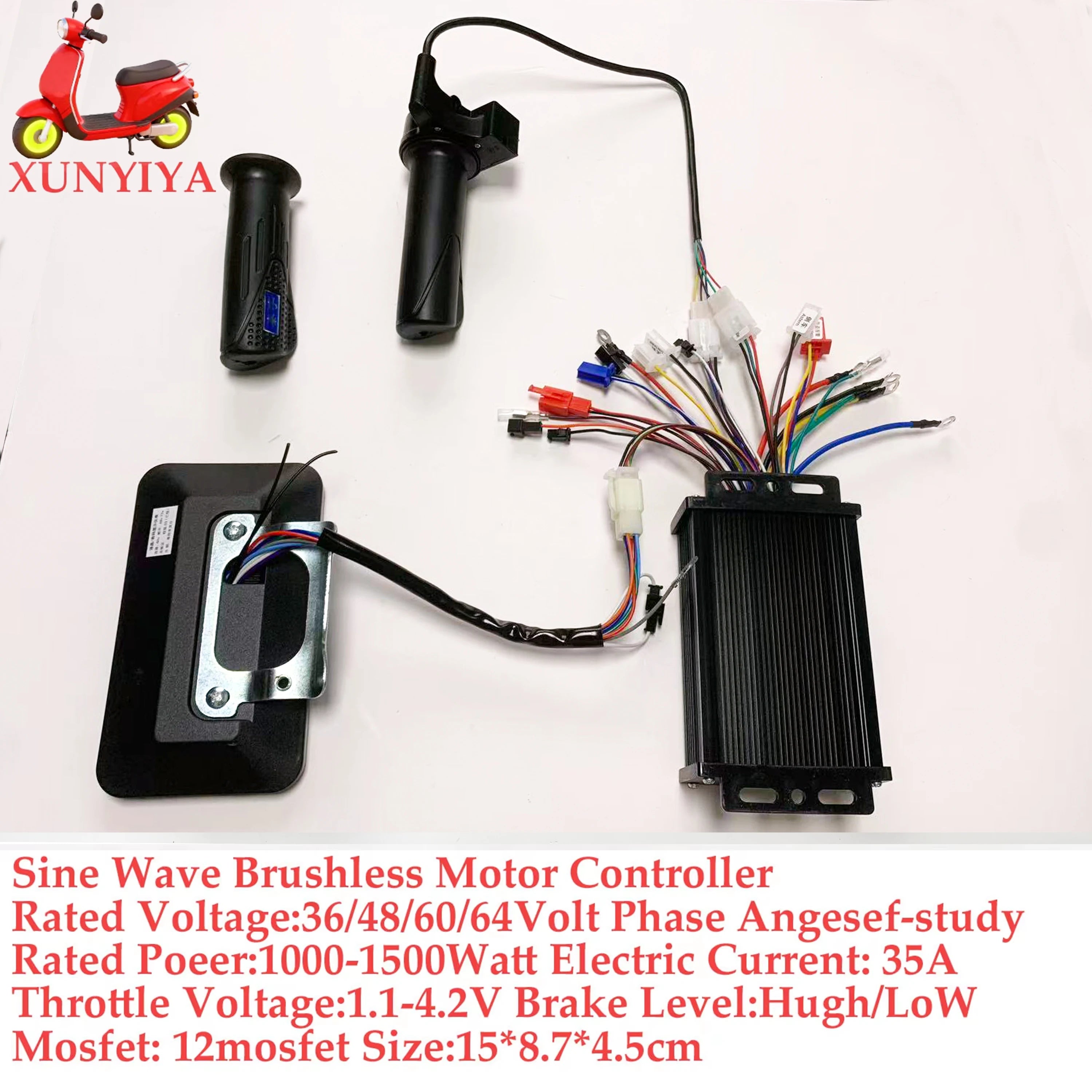 36V 48V 60V 64V 350/500/1000W 25A / 30A / 35A Brushless Motor sine wave Controller with LCD Speed Display + throller for E-bike