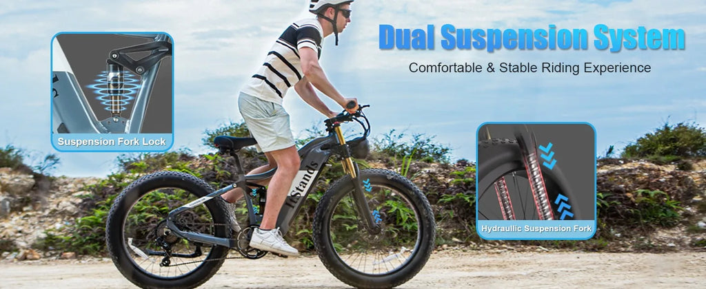 New 26" Electric Foldable Bike 1000W E-Bike 48V 30AH Bicycle  28mph Fat Tyre