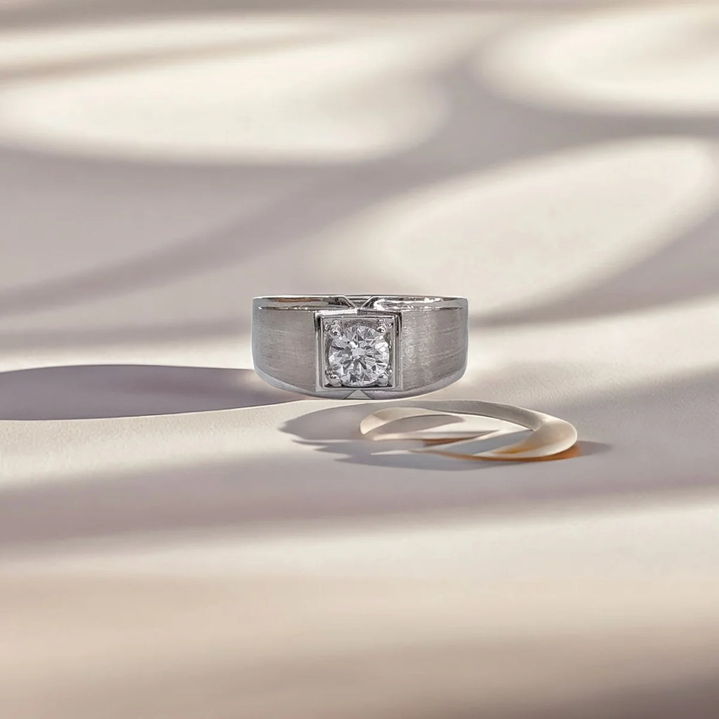 PT950 Platinum Diamond Men Rings IGI 0.5CT D VS2 Simple Wire Drawing Lab Grown Diamond Rings Luxury Gift For Boyfriend