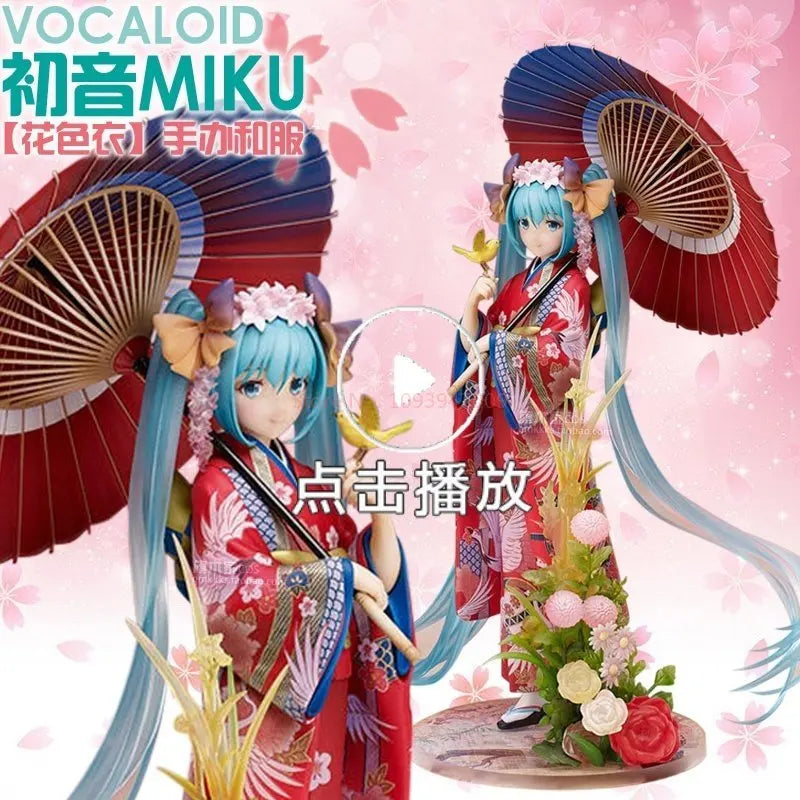 Stronger Hatsune Miku Authentic Japanese Floral Pattern Kimono Figure With Traditional Umbrella Anime Collectible For Otaku Fans