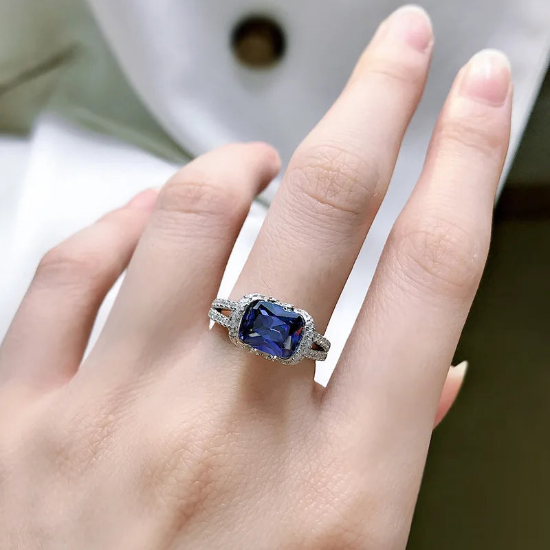 Valuable Sapphire Diamond Ring 100% Real 925 sterling silver Party Wedding band Rings for Women Men Promise Engagement Jewelry