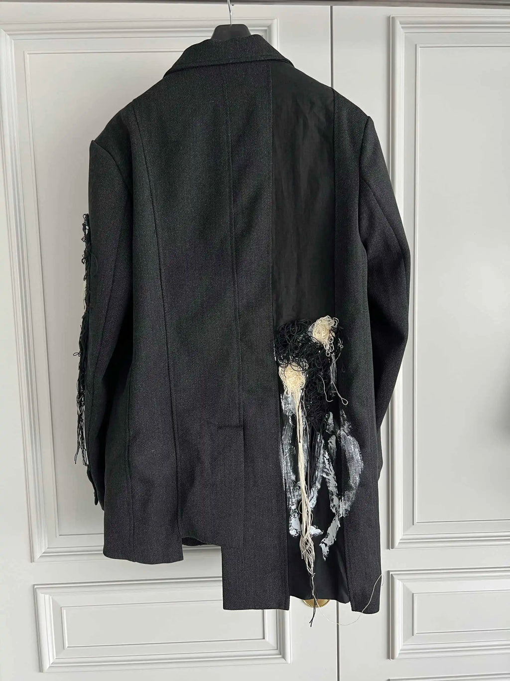 TOP-YAMAMOTO original design hand-embroidered, painted and thickened woolen patchwork suit