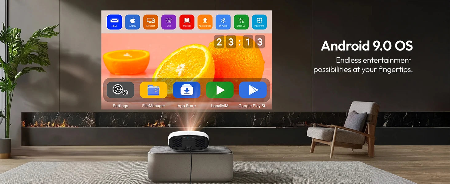 VEVSHAO Full HD Projector A22 4K Video Smart TV for Home WIFI 1080P 1000 Lumen Projectors Media Video Player Smart Beamer