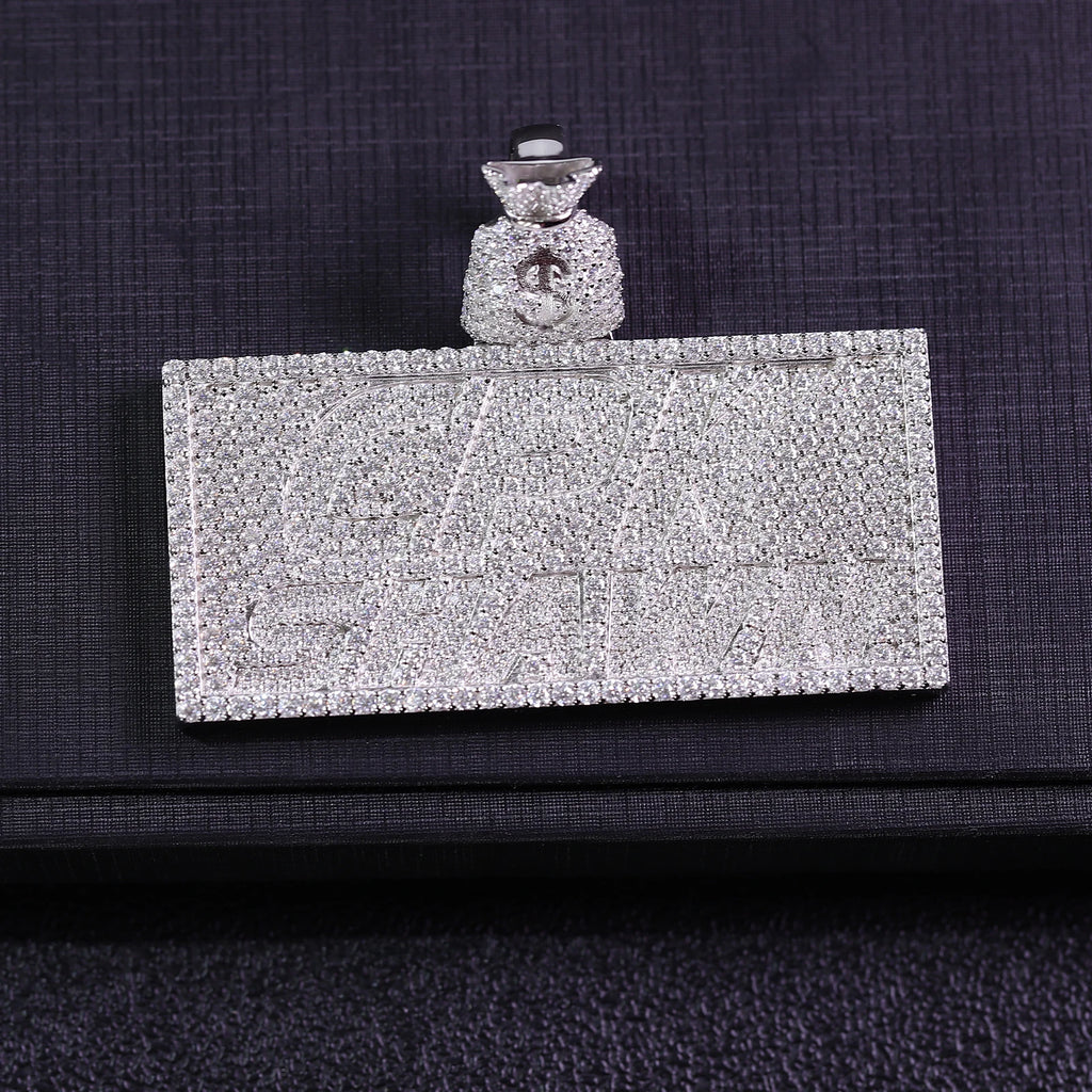 Provence Hip Hop Baguette Name Plate Pendant 925 Silver DEF/VS Lab diamonds 3D Bling Iced Letter Chain Pendant Size Custom