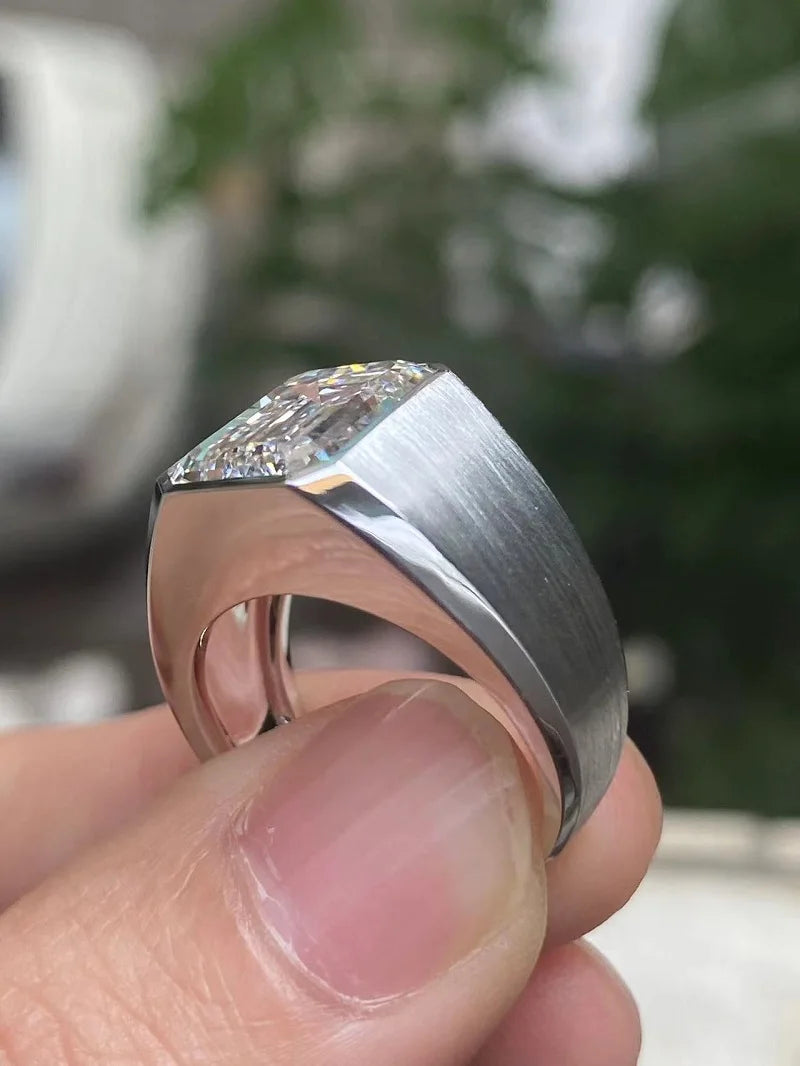 Ruif Customize 18K Gold about 5ct Emerald Cut CVD Lab Grown Diamond Ring Wedding Engagement Cocktail Men finger Fine Jewelry