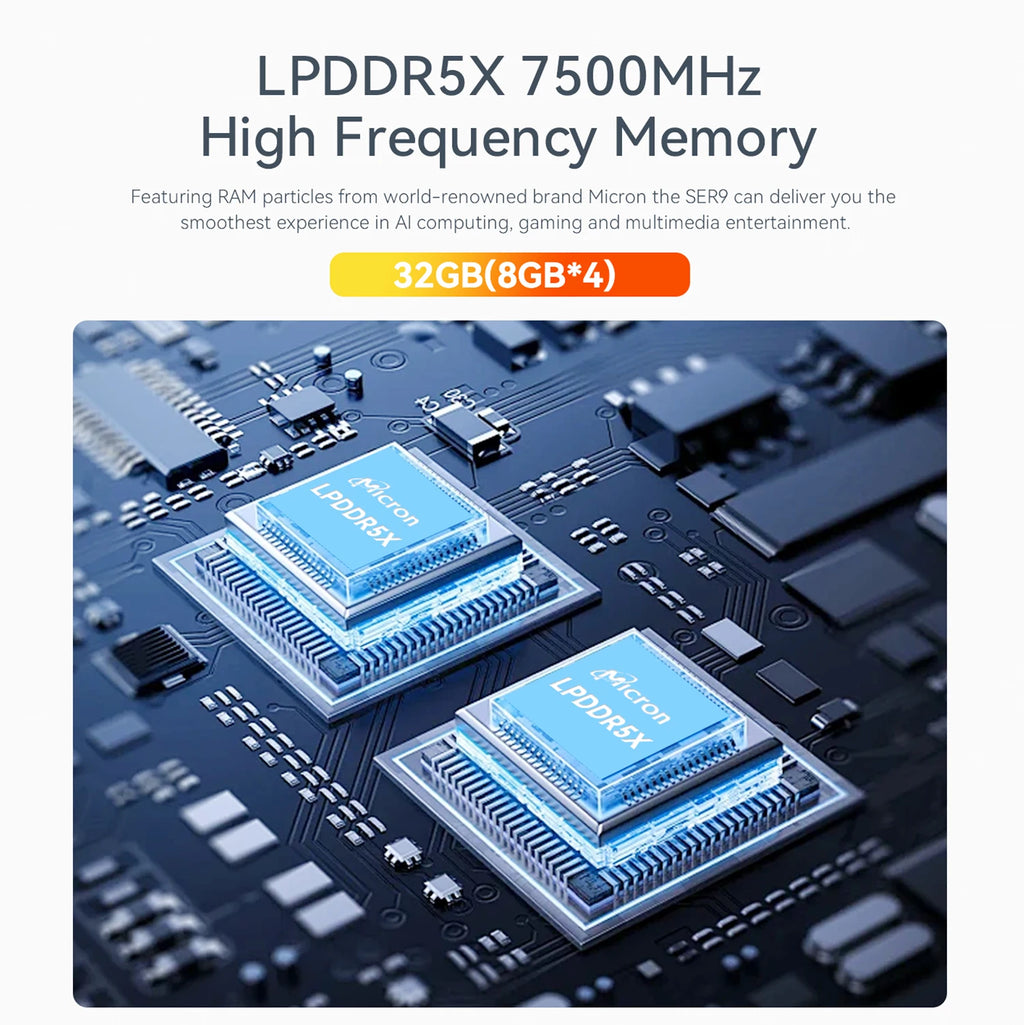 Beelink SER9 Pro AMD Ryzen AI 9 HX 370 / R7 H255 Powerful AI PC LPDDR5X 8000MHz Mini Gaming PC NVMe SSD Desktop Gamer Computer