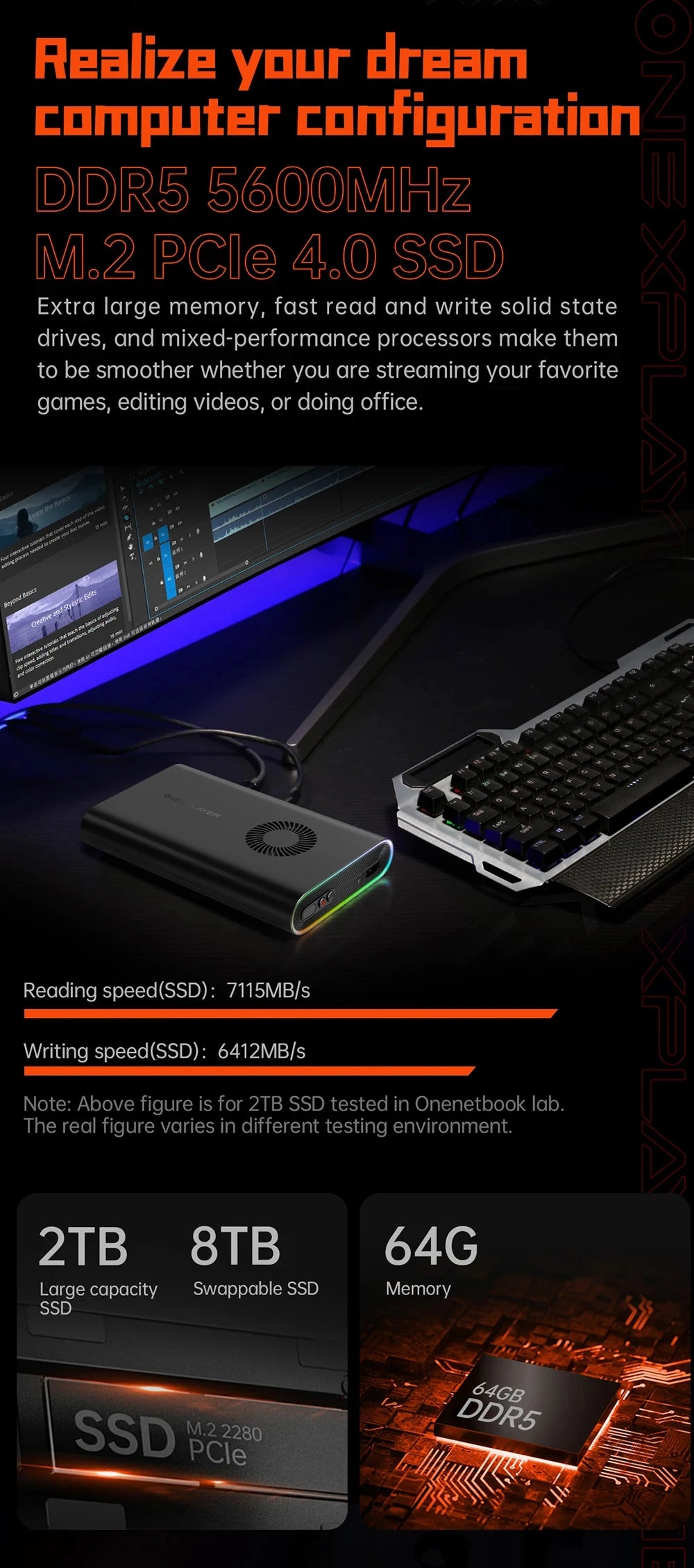 OneX M1 Mini PC Intel Ultra 9 185H Pocket Gaming Desktop Windows 11 RGB WiFi BT Office Home HTPC Portable Small Computer Host