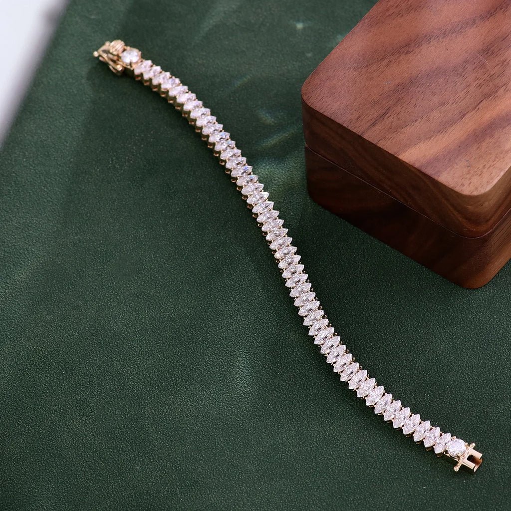 Provence Luxury Tennis Bracelet 6.25In Yellow Gold Marquise cut DEF/VS Lab Diamonds Chain Fine jewelry for Women Men Custom