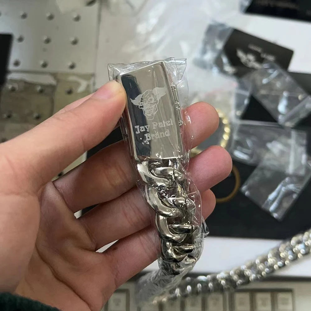 Hip Hop Jewelry 20mm Thick Cuban Link Chain Crystal Miami Gold Silver Two Color Iced Out CZ Cuban Chain Necklace
