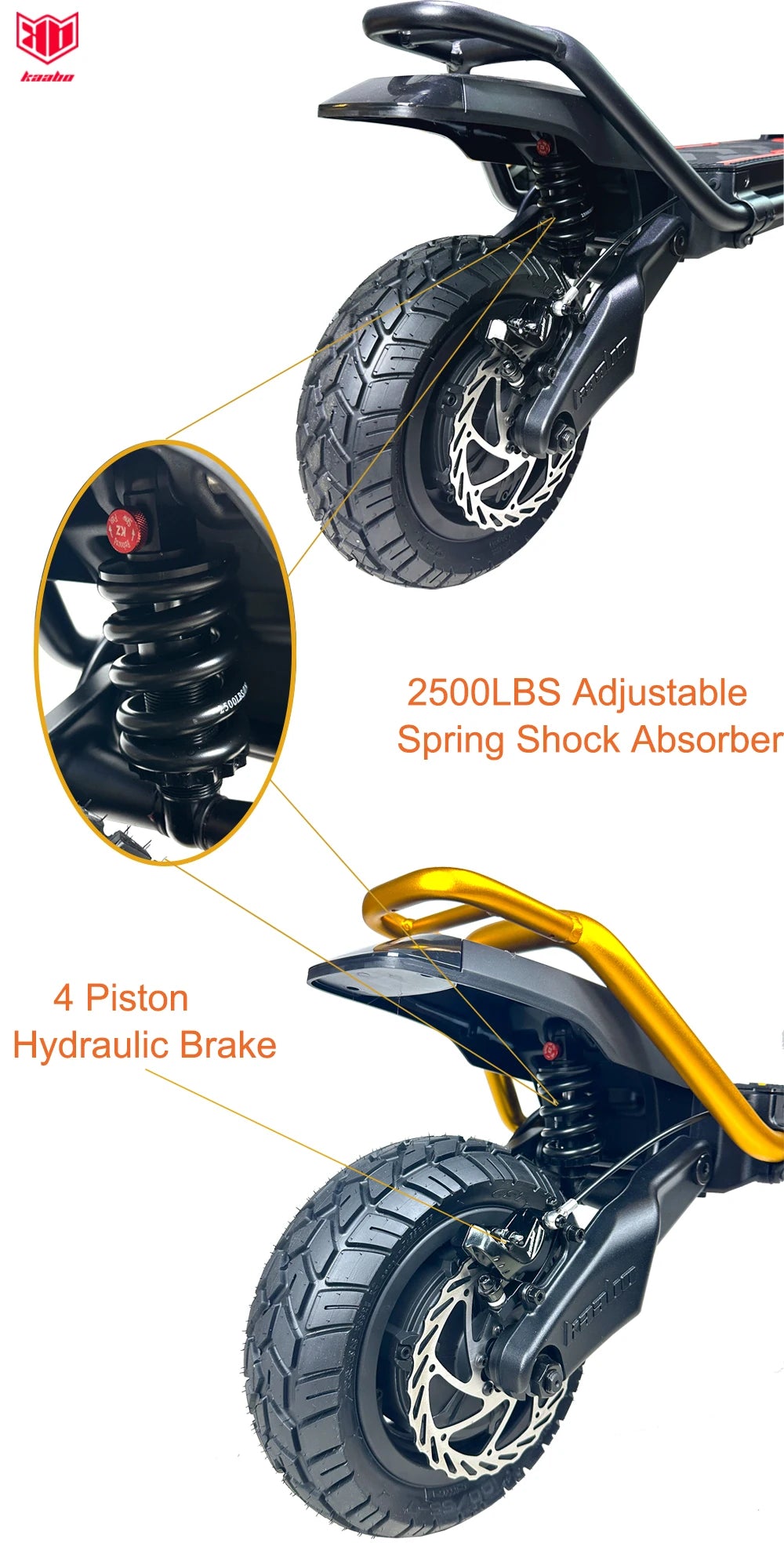 Kaabo Wolf King GTR Max 72V 40Ah 2*2000W Dual Motor Top Speed 105km/h TFT Display IPX7 4Piston Hydraulic Brake Electric Scooter