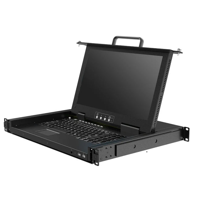 2026 17.3" 1U LED KVM Console 16 Port+16 Pack Cables, Jamanet Rack KVM Console Drawer, 17.3 Inch LCD KVM Switch Wireless