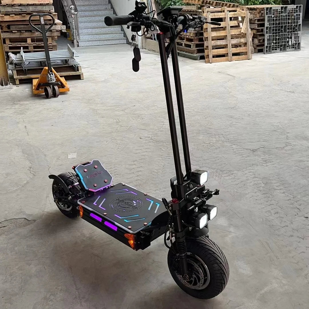 NFC Start 72V 15000W 150A 180A Fast Speed 110-140KM 70-90Mile Electric Scooter 16 Inch Fat Tire E Scooters with Steering Damper