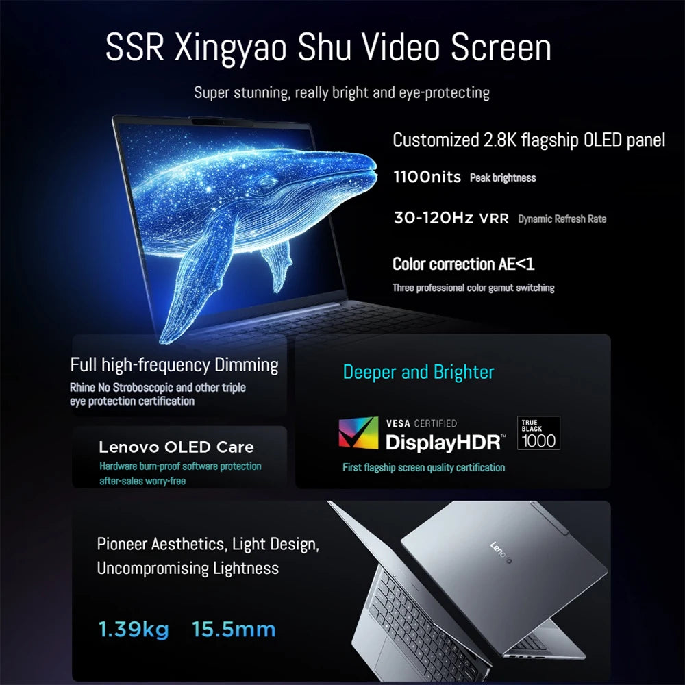 Lenovo Xiaoxin Pro14 GT Laptop Ultra 9 285H/Ultra 5 Integrated Graphics 32GB RAM 1T SSD 14 Inch 2.8K 120Hz Screen Notebook PC