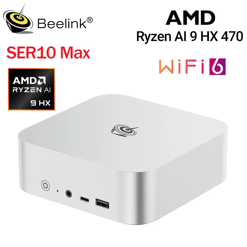 Beelink SER9 Pro AMD Ryzen AI9 HX370 Powerful AI PC 32G DDR5 1T NVME SER10 Max HX470 H255 Gaming PC PCIe4.0 SSD Desktop Computer