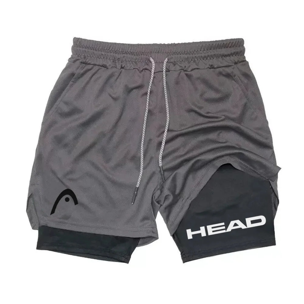 Anime Berserk Head Running Shorts Men Fitness Gym Training 2 in 1 Sports Quick Dry Workout Jogging Double Deck Summer