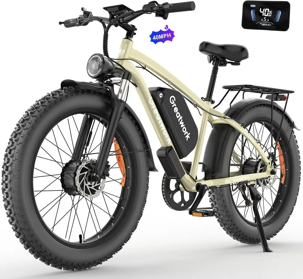 26" Electric Mountain Bike 3000W Peak E-Bike 48V 20AH Bicycle  50KM/H FatTyre