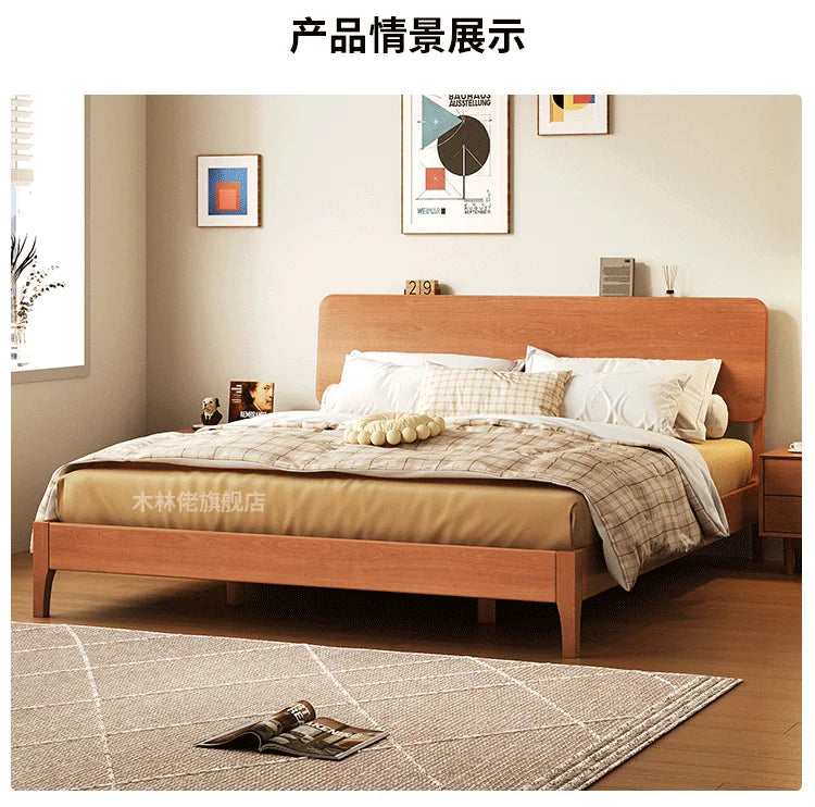 Elegant Modern Bed Frame Simple Wood European Nightstands Queen Bed Frame Twin Full Size Cama Moderno Lujo Home Furniture