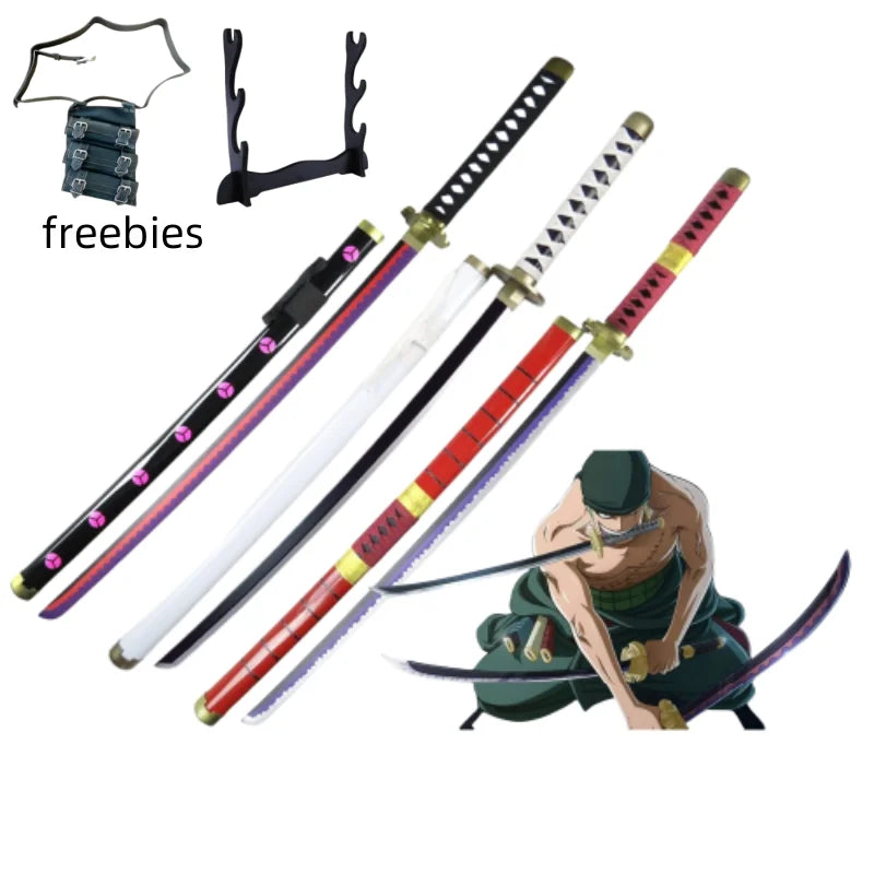 40incn Roronoa Zoro Katana Ninja Knife Sword Anime Cosplay Costume Zoro Real Size Japanese Katana Original Samurai Sabre Gift