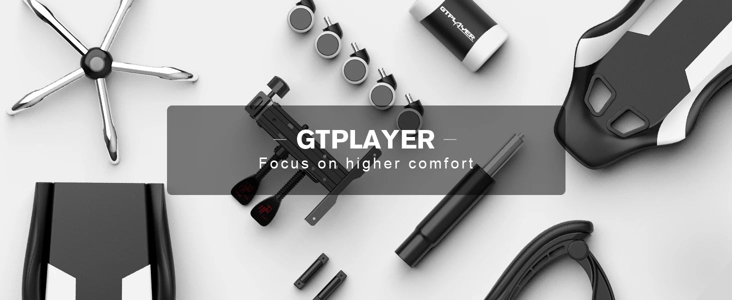 GTPLAYER Gaming Chair with Footrest Lumbar Support 360 Swivel Height Adjustable Computer Game Chair