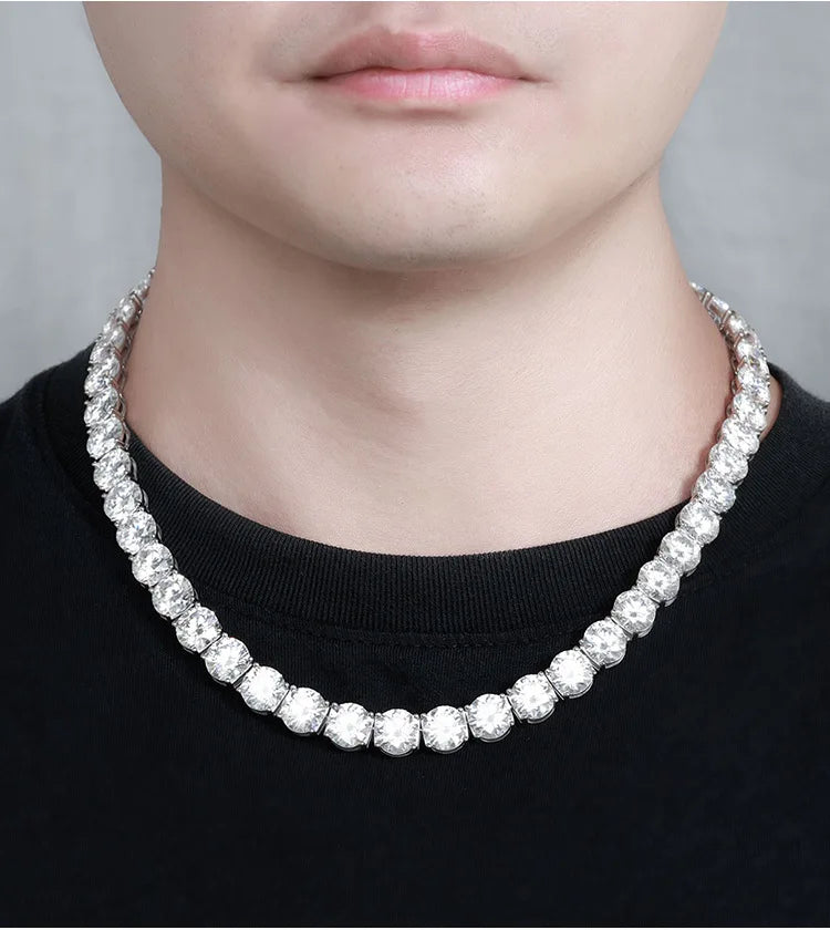 Butterflykiss Luxury Unisex 10mm Total156/236CT  Moissanite Tennis Necklace Full Moissanite Chain S925 Silver For Men Women Gift