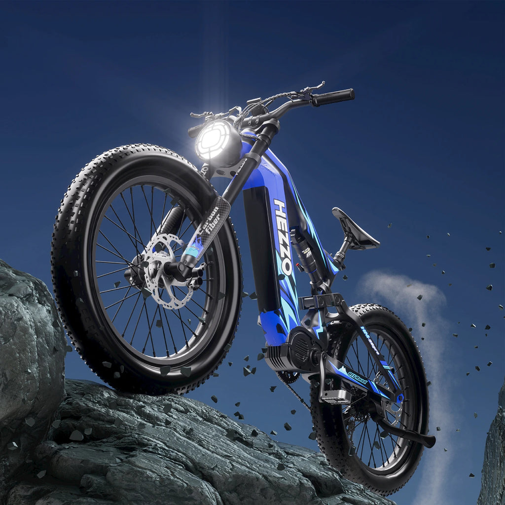 HEZZO K9 Ebike 1000W 52V Middrive Ebike 52V 21Ah Battery 160N.m Oil Brakes Power-Off Protection Off-Road Powerful Electric Bike
