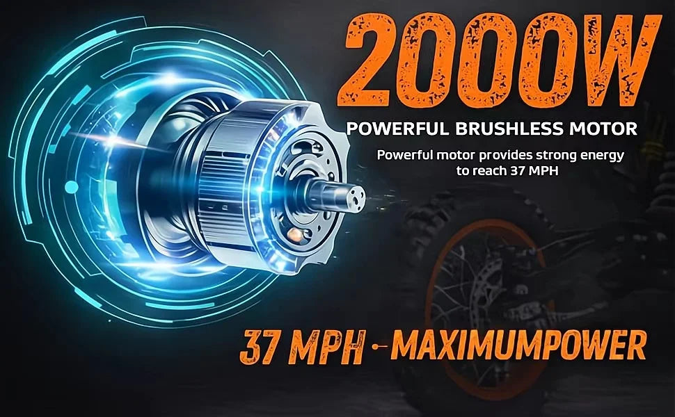 New Fashion2000W 48V 21AH 60km/h Mountain E Motorcycle Aluminum Alloy Dirt Bike 14"/12" Fat Tire Off-road Motorcycles New Energy