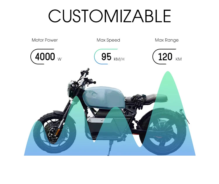ER200 DDP Wuxi Advanced Technology 4000w 72v 60ah Retro Style Electric Motorcycle