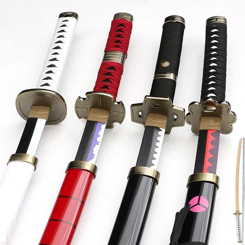 104cm Zoro Katana Sandai Kitetsu Sword Wooden Ninja Blade Anime Cosplay Prop Real Size Japanese Katana Samurai Sabre Kid Toy