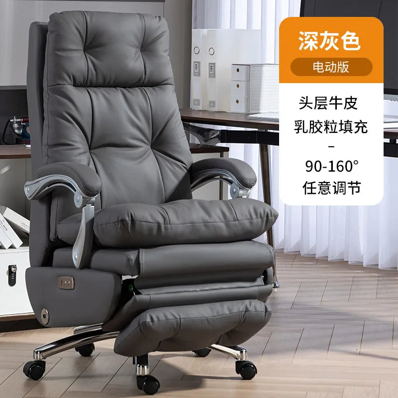 Genuine leather electric gaming chair Ergonomic & Office Chair High-Back Boss Chair with Adjustable Recline & Casters furniture