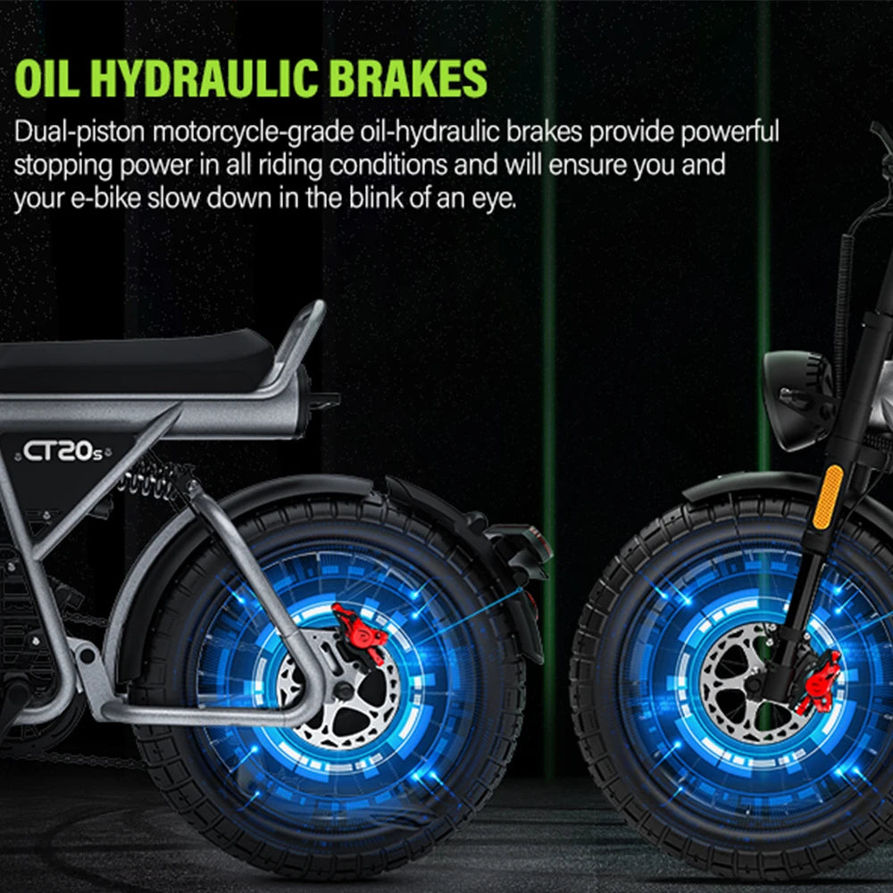 COSWHEEL CT20S 1500W E-Bike 60V 27.5Ah Battery 65km/H 120km Range Adults electric bike 20X5" Fat Tire EBike e bicycle