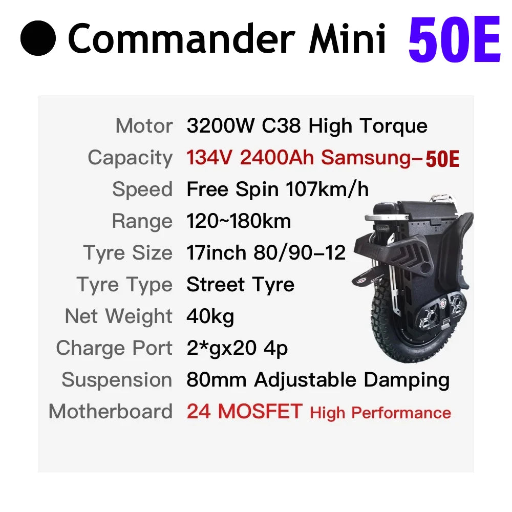 Begode EXTREME BULL Commander Mini 50E 50S Electric Unicycle 16inth 2400wh 134v 35kg EUC Wheel Super Endurance