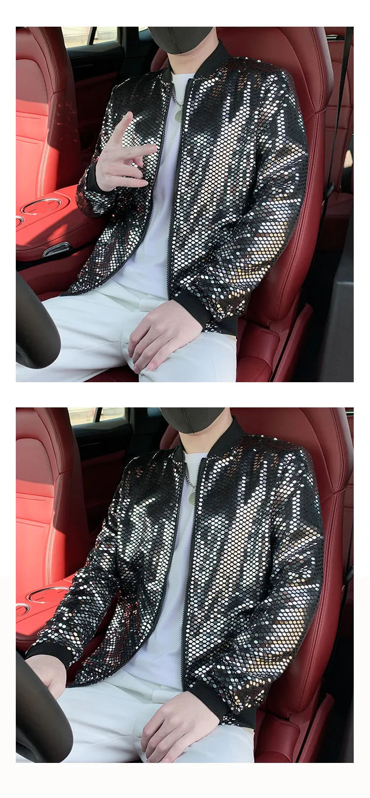Jas Men's New Diamond Plaid Jackets Men Hip Hop Y2K Bombers Jacket Night Club Stage Streetwear Thin Coat Clothing Veste Homme