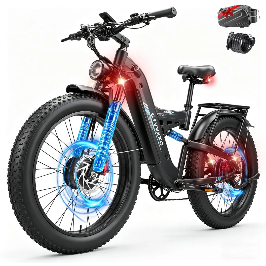 8000W Dual Motor Electric Bike for Adults, Ebike 55 MPH, 52V 30AH, E-Bike 120Miles, 26'' Fat Tire All Terrain E Bike for Men Wom