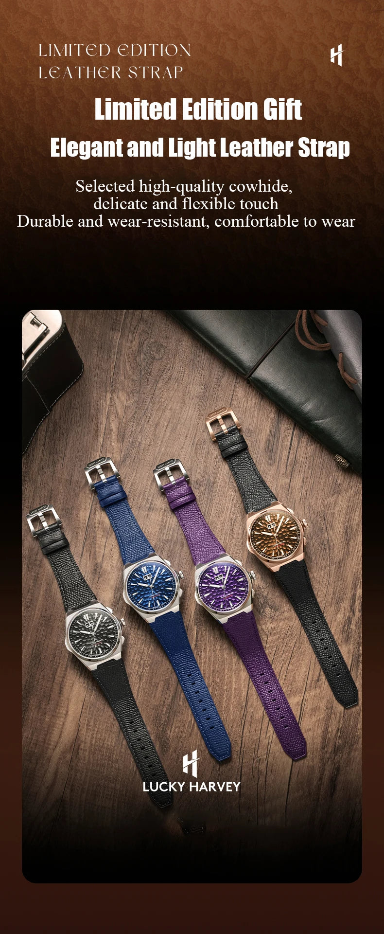 Lucky Harvey Automatic Mechanical Movement Self-sounding Watch Men's Watch Hammer Dial 316L Stainless Steel Fashion Mens Watch
