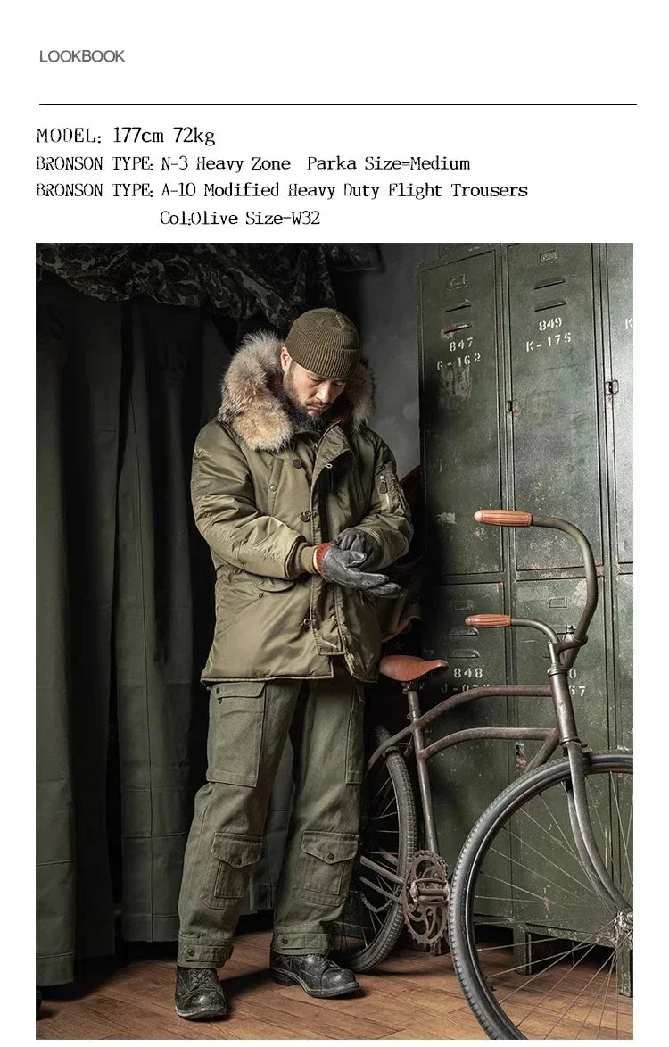 Rugged Bronso Type 2026 N-3 Snorkel Parka Real Fur Collar Heavy Duty Long Bomber Jacket N3B 2026ss design